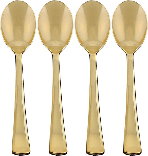 Dynasty Collection Gold Plastic Spoons - 20 Count - Stunning Design for Weddings, Birthdays & Special Occasions