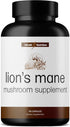 Organic Lions Mane Capsules - Immune Health & Cognitive Supplement with Reishi & Cordyceps, 90 Veggie Capsules