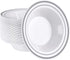 SETUP 12 oz. Disposable Plastic Soup Bowls, 50 Piece with Silver Rim - Heavy-Duty for Party, Wedding, and Occasions