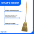 Corn Broom with Wood Handle, Heavy Duty Indoor Outdoor Broom with 1 1/4 Inch Handle