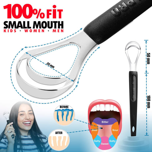 3 Pack Metal Tongue Scrapers, Stainless Steel Cleaner Scrubber for Kids Adults with Travel Case