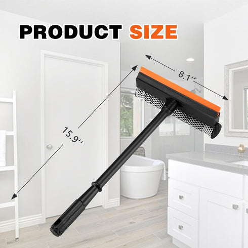 Neeklinny 2 in1 16inch Window Squeegee for Car, Window Cleaner with Long Handle,Sponge Car Window Squeegee for Gas