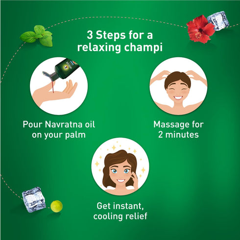 Navratna 9 300ml Extra Thanda Cool Oil | Unique Combination of Ayurvedic Herbs | Relaxing & Rejuvenating Cooling Effect