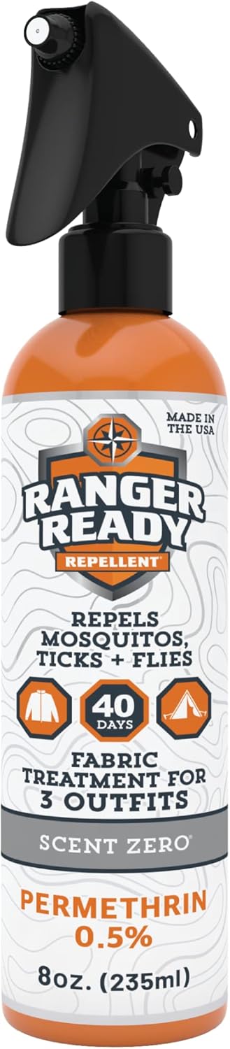 Ranger Ready 0.5% Permethrin Spray for Clothes and Outdoor Gear, Scent Zero, 8 Fl Oz