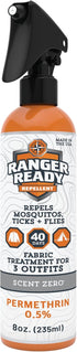 Ranger Ready 0.5% Permethrin Spray for Clothes and Outdoor Gear, Scent Zero, 8 Fl Oz