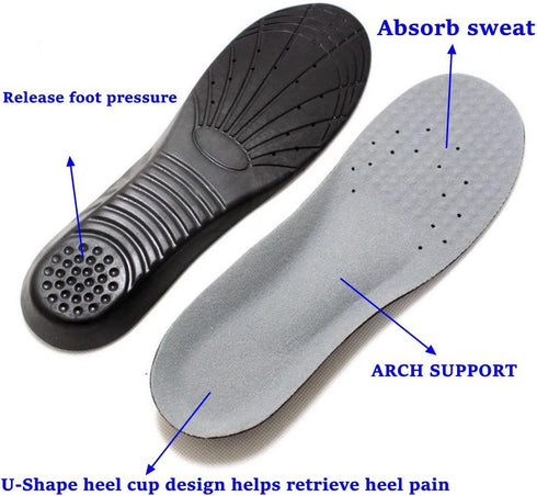 Shoe Insoles, Memory Foam Insoles for Excellent Shock Absorption and Cushioning, Comfortable for Men and Women
