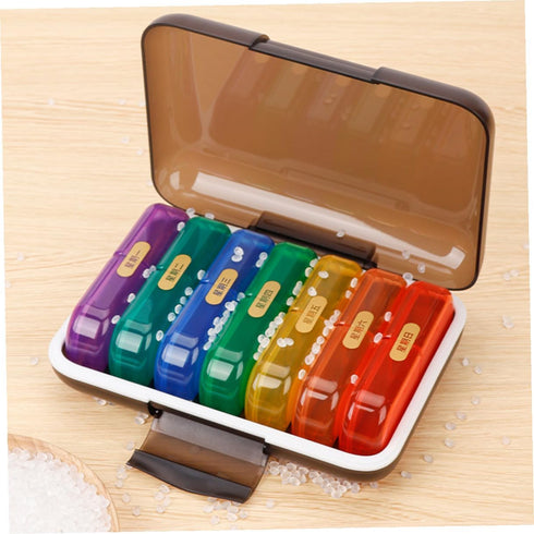 OFFIGAM 7-Day Weekly Pill Organizer Portable Travel Case with Compartments Wear-Resistant Medicine Storage Box