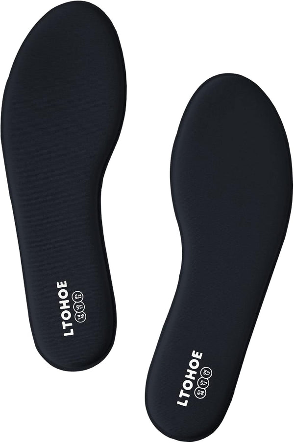 Memory Foam Insoles for Men, Replacement Shoe Inserts for Work Boot, Running Shoes, Hiking Shoes, Black US 10