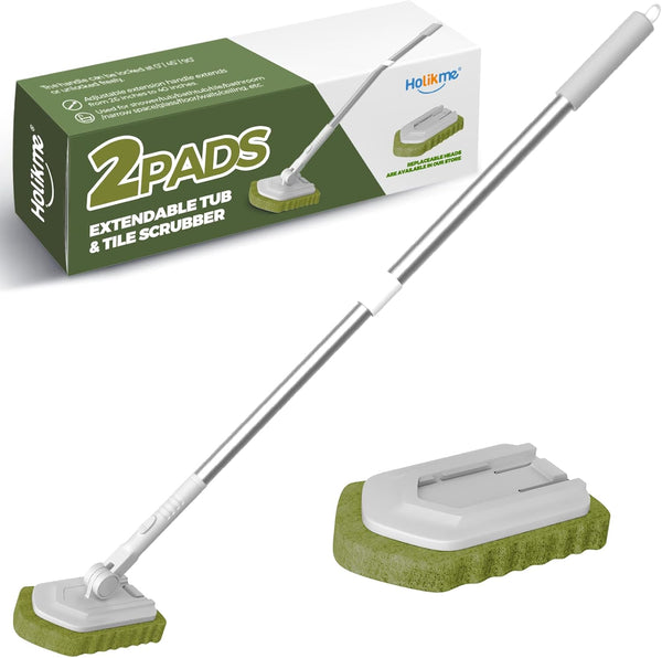 Holikme Brush Set, Scrub Pads Scrubber Brush with Extend Long Handle Clean