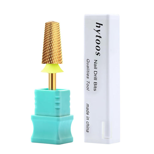 Safety Tapered Nail Drill Bits, Titanium Coating Rounded Top Manicure Carbide Bit for Electric Drills