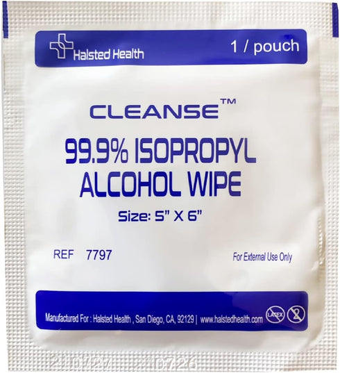 Cleanse 99.9% Isopropyl Alcohol Handy Wipes, 50 Counts, Lint Free Non-Abrasive for Electronics, Household, Tech Cleaning