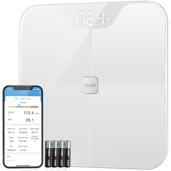 iHealth Nexus Smart Scale for Body Weight, Bluetooth Digital Bathroom Scale, Body Fat and Muscle Monitor, White