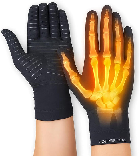 COPPER HEAL Copper Compression Gloves, Pair for Men and Women, Full Finger Compression Gloves