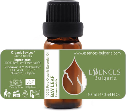 Essences Bulgaria Organic Bay Leaf Essential Oil - 1/3 Fl Oz | 10ml | 100% Pure and Natural, Therapeutic Grade