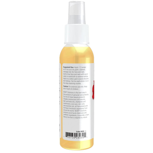 NOW Foods Solutions Soothing Rose Facial Cleansing Oil with Jojoba Oil, Vitamin E, Rose Absolute, 4 Fluid Ounce