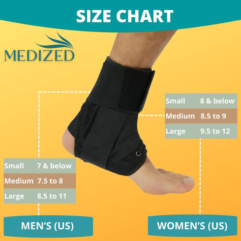 MEDIZED Ankle Brace, Lace Up Adjustable Support for Running, Basketball, Injury Recovery for Men, Women, Children
