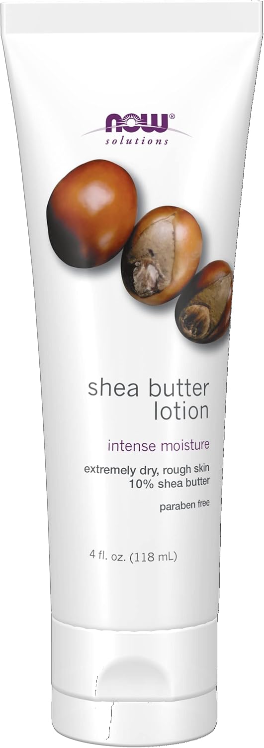 NOW Solutions Shea Butter Lotion - Intense Moisture for Extremely Dry Skin, 4-Ounce