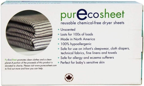 Purecosheet Reusable Dryer Sheets, Chemical Free & Vegan, Safe for Infants, 2 Count, 500+ Loads