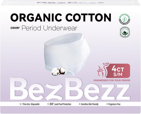 Organic Disposable Period Underwear for Women S/M, Postpartum Panties, Heavy Flow Leak