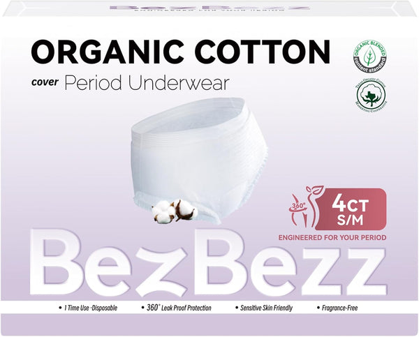 Organic Disposable Period Underwear for Women S/M, Postpartum Panties, Heavy Flow Leak