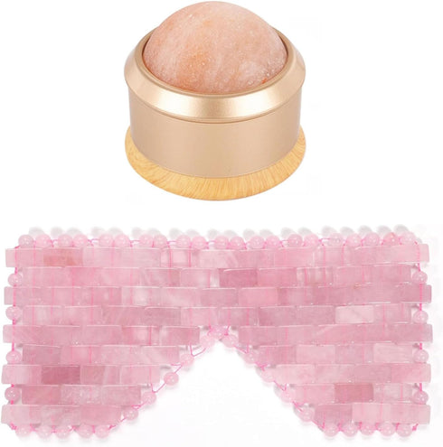 gemshan Massage Roller Ball & Rose Quartz Eye Mask
