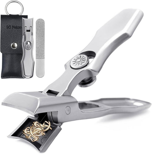 Nail Clippers for Thick Toenails, Heavy Duty Fingernail Clipper, Portable Ultra Sharp Splash Proof Large Trimmer for Men