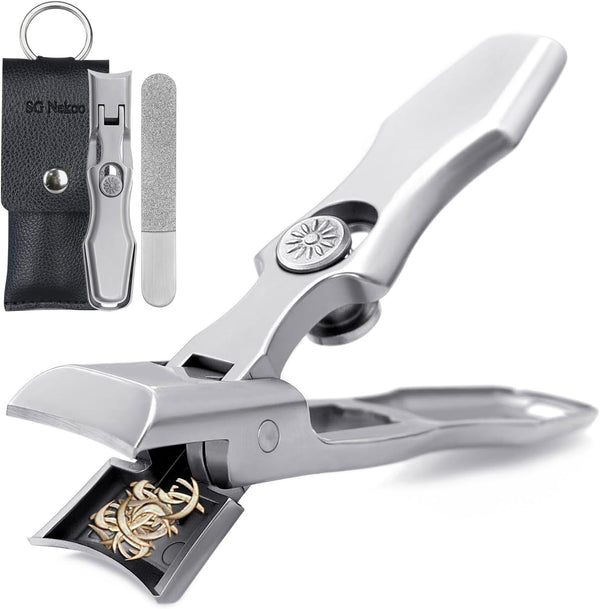 Nail Clippers for Thick Toenails, Heavy Duty Fingernail Clipper, Portable Ultra Sharp Splash Proof Large Trimmer for Men