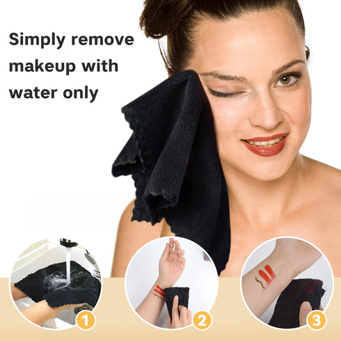 SUNLAND Microfiber Face Cloth, Reusable Makeup Remover Facial Cleansing Towel, 12 Pack Black