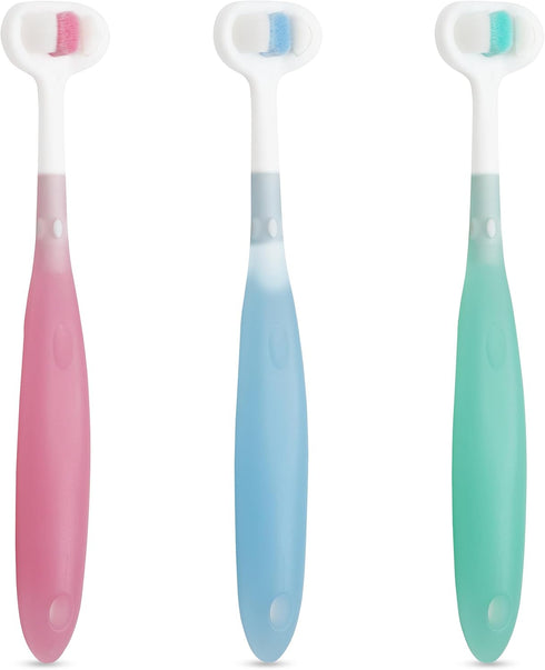 Extra Soft Toddler Toothbrush with 10,000 Bristles, High Efficient 3 Sides Baby Toothbrush, 3 Pack