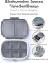 Holii Travel Pill Organizer - Gray Portable Pill Case with 8 Compartments for Daily Vitamins and Medicine