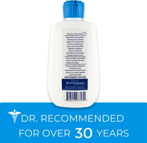 Balneol Hygienic Cleansing Lotion for Women and Men, Soothing Relief to Help With Pain Relief, Itch Relief, and Discomfort for Sensitive Areas, Made in USA, 3 oz