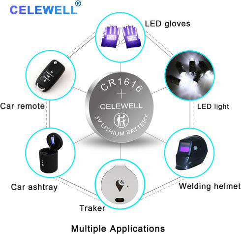 CR1616 5 Pcs 3V Lithium Battery - 5-Year Warranty