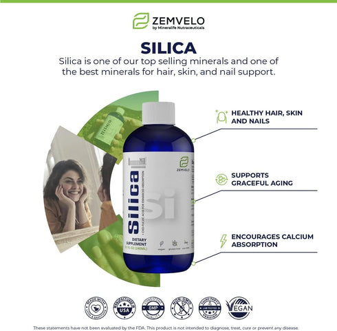 Liquid Ionic Silica for Hair, Skin & Nails Nutrition, 8 oz, 48 Day Supply