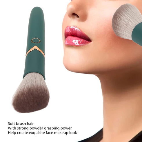 Electric Makeup Brush, USB Rechargeable Soft Hair Beauty Brush, 10 Gears for Blending Green