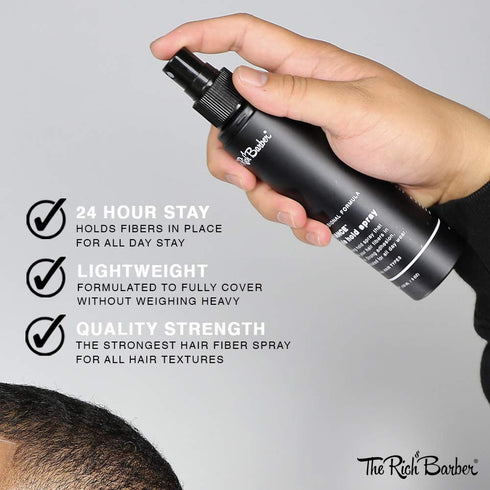 The Rich Barber N’Hance Hold Spray for Hair Building Fibers - 5 oz Long Lasting Locking & Setting Hold Spray