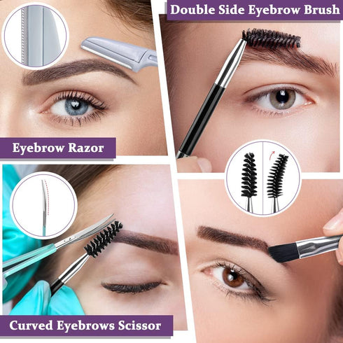 TsMADDTs Eyebrow Tweezer Set, 7 Pcs Precision Tweezers for Women with Curved Scissors and Eyebrow Razor for Ingrown Hair