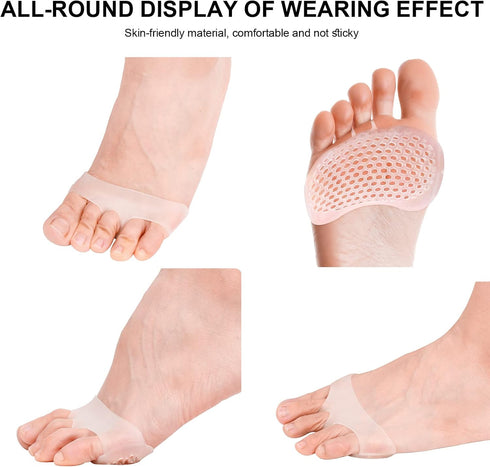 Metatarsal Pads for Women Men, 6 Pack Reusable Gel Cushion for High Heels, Pain Relief for Shoes, Bunion Pads