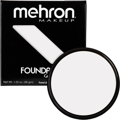 Mehron Makeup Foundation Greasepaint, White, 1.25 oz (38 g) for Stage, Face, Body Paint