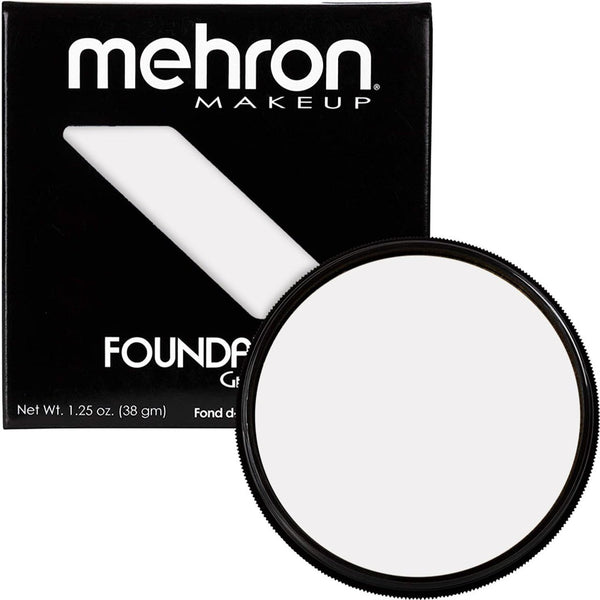 Mehron Makeup Foundation Greasepaint, White, 1.25 oz (38 g) for Stage, Face, Body Paint