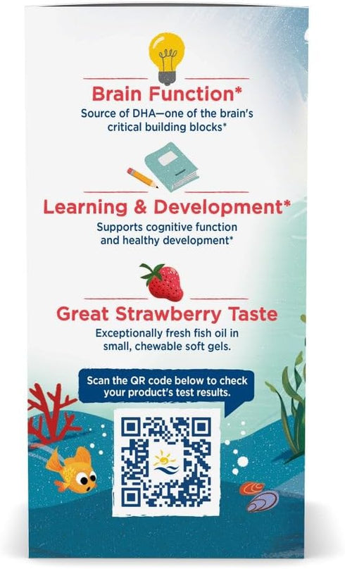 Nordic Naturals Children’s DHA, Strawberry - 120 Mini Chewable Soft Gels for Kids - 250 mg Omega-3, 30 Servings