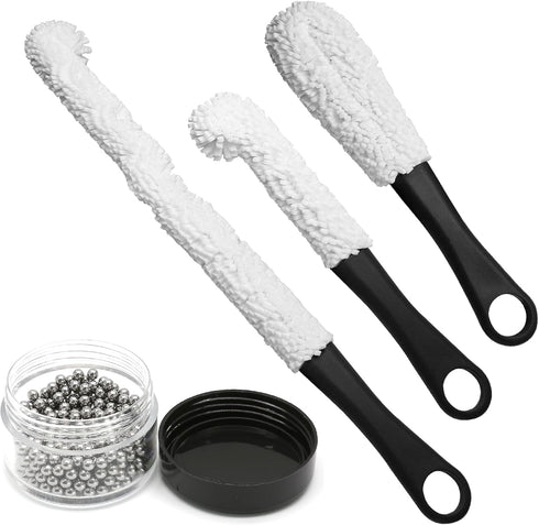3 Pieces Decanter Cleaning Brush with 400 Cleaning Beads, Flexible Bottle Cleaning Tools for Wine Decanters, Goblets