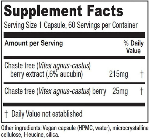 Vitanica Chaste Tree Berry Extract, Vitex Chasteberry Supplement for Women, 60 Capsules, Non-GMO, Vegan
