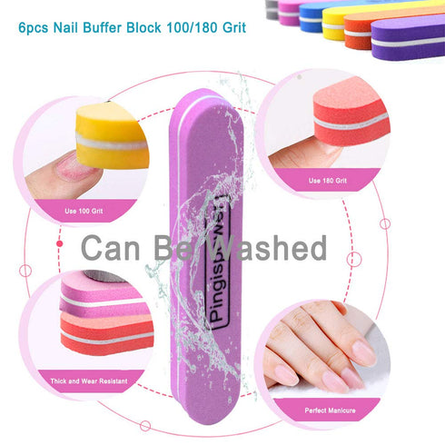 Nail Files and Buffers - 16PCS Professional Nail File & Buffer Block for Natural & Acrylic Nails