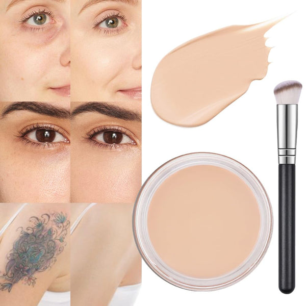 Kaely Pot Concealer Full Coverage Set, Waterproof Foundation Makeup Brush Kit, Eye Ring Corrector