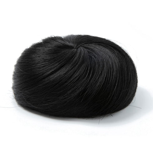SARLA Black Hair Bun Extension, Synthetic Drawstring Fake Ballet Bun for Women, Updo Donut Chignon