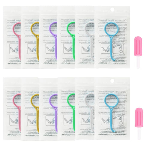12PCS Clear Aligner Removal Tools with 2 PCS Aligner Chewies for Invisible Retainers and Dentures