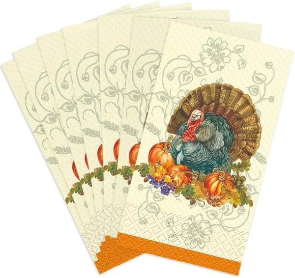 Unique 72840 Traditional Thanksgiving Guest Towels - Paper 7.75" x 4.5" 16ct