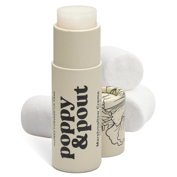 Poppy & Pout Marshmallow Creme Jumbo Lip Balm | All Natural Moisturizer with Beeswax, Vitamin E, Organic Coconut Oil |