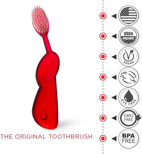 RADIUS Original Left Hand Toothbrush, Soft Bristles, Sustainable Materials (Colors May Vary)