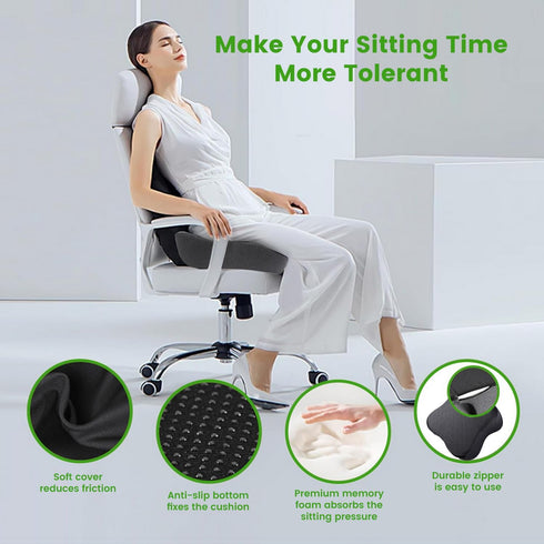 anzhixiu Wheelchair Seat Cushion, Deep U Relieve Sciatica, Back, Coccyx, Hemorrhoids Pain- Slope Curve Office Chair